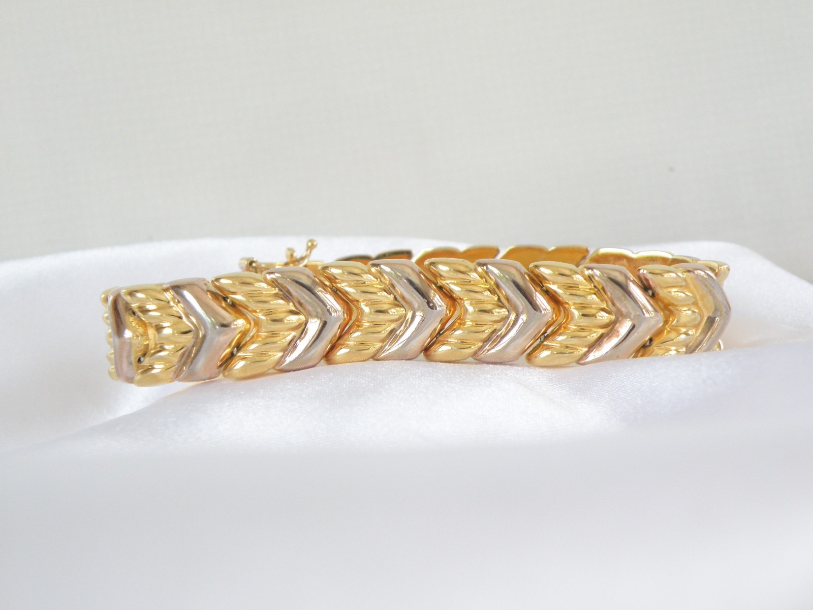 Vintage Milor Italy Sterling Silver 925 Gold on Spiga Wheat Link Bracelet 7.5″