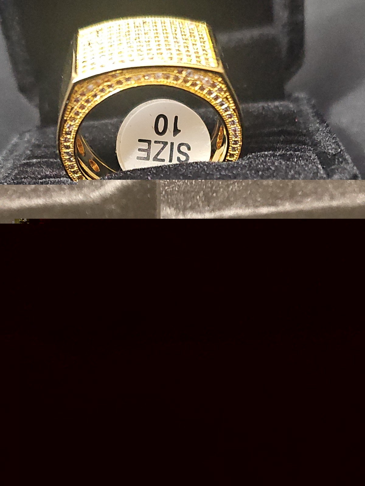 SZ10 12.9m Gold-Plated steel statement Ring w/Clear prong set CZs Stones