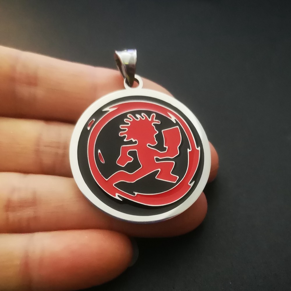 Red Enamel Medals ICP Charms Stainless Steel Amazing Juggalo Hatchetman Necklace