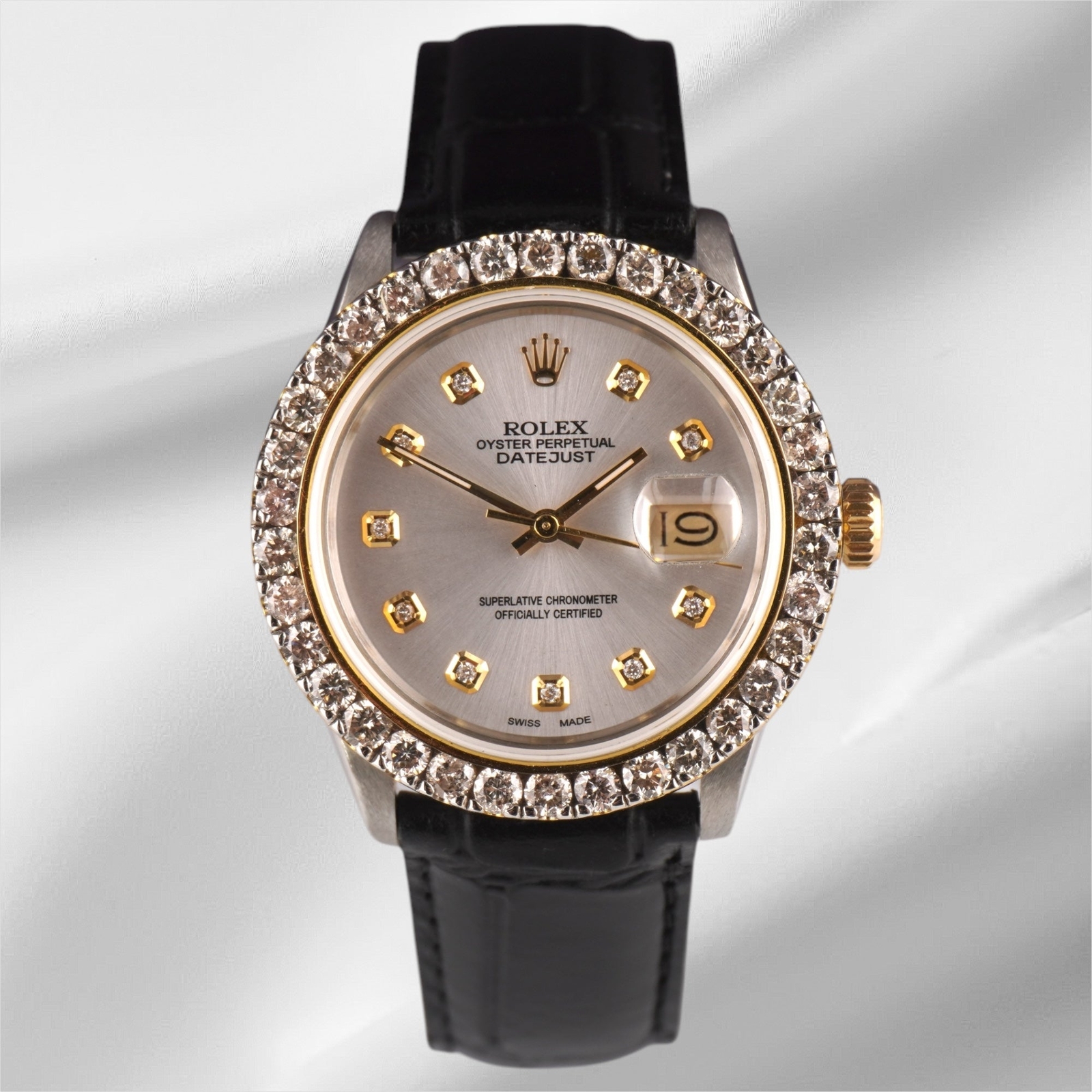 Rolex Datejust 36mm 2-Tone 2.25ct Silver Diamond Dial Men’s Watch