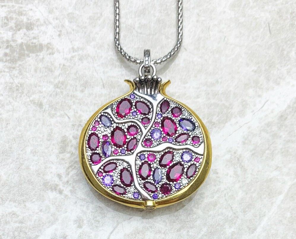 Pomegranate Fruit Hand Made Designer Pendant 925 Sterling Silver Collectable