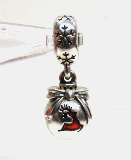 Pandora Prancing Reindeer Pendant Charm #791768EN07 Christmas Balls Ornament