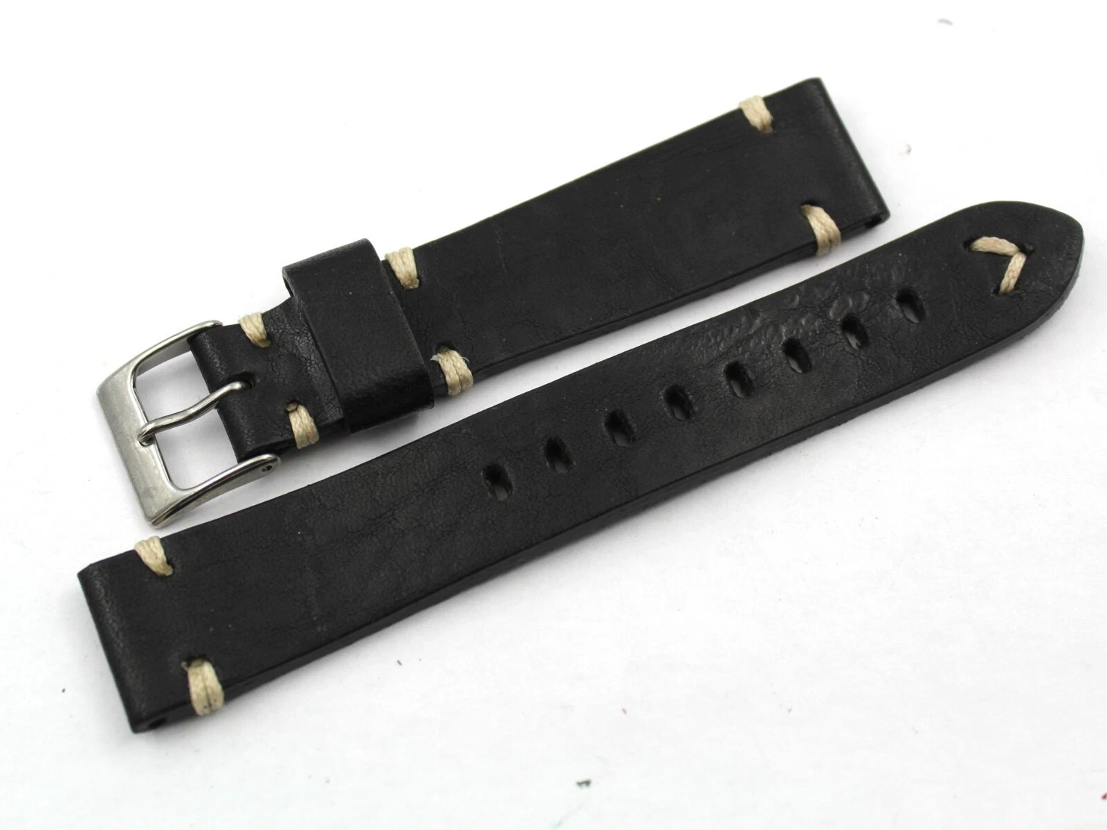 Vintage Black Leather Strap Various Sizes Pin Parts Unisex Watches Top