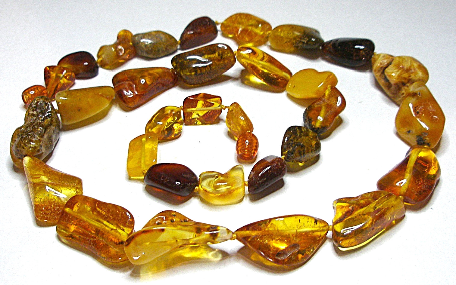 Genuine Polished Baltic Amber Necklace Multicolor 60 cm! – 23.5 inch, Handmade