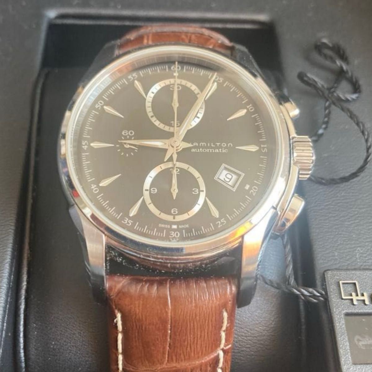 Hamilton Jazzmaster Auto Chrono H32616133 Black Genuine Leather Strap Full Set