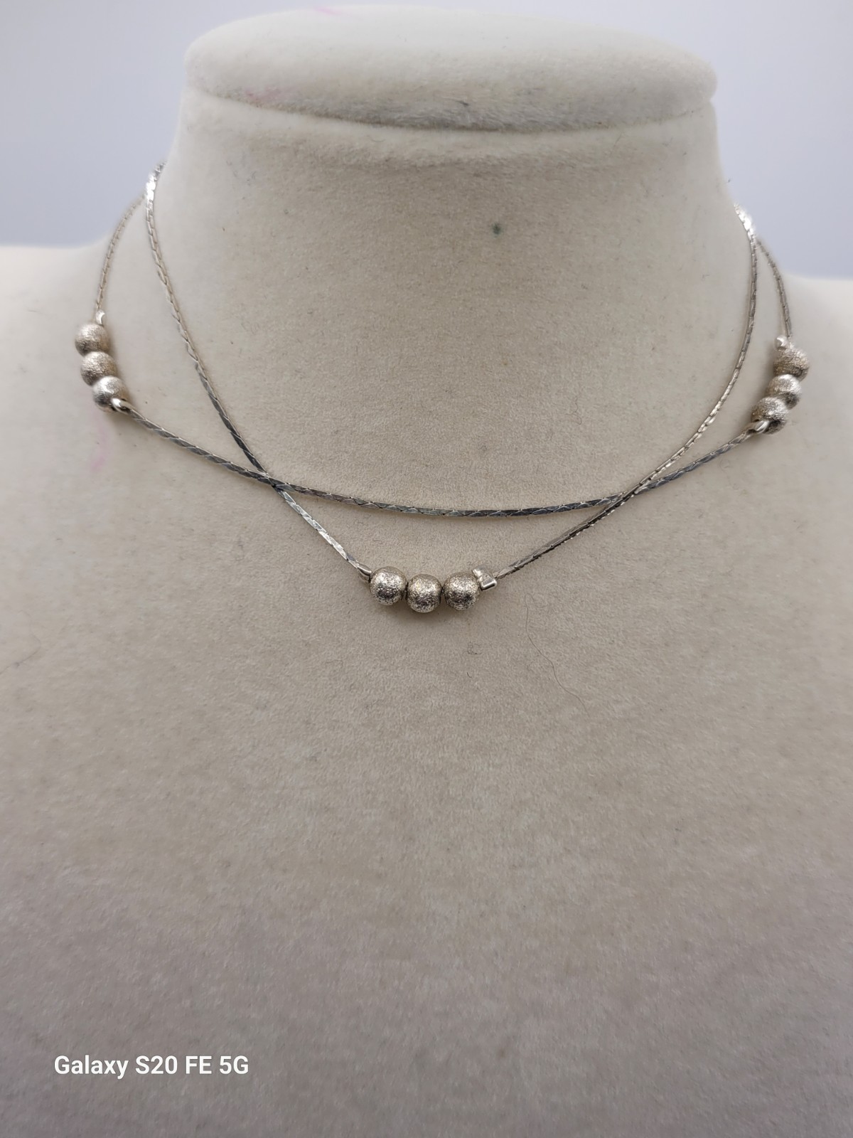 Vintage Sterling Liquid Silver Double Strand Beaded Ankle Bracelet Adjustable
