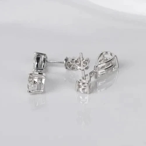 4 CT Pear F-VS1 Lab Grown Diamond Women Drop Dangle Earrings 14K White Gold