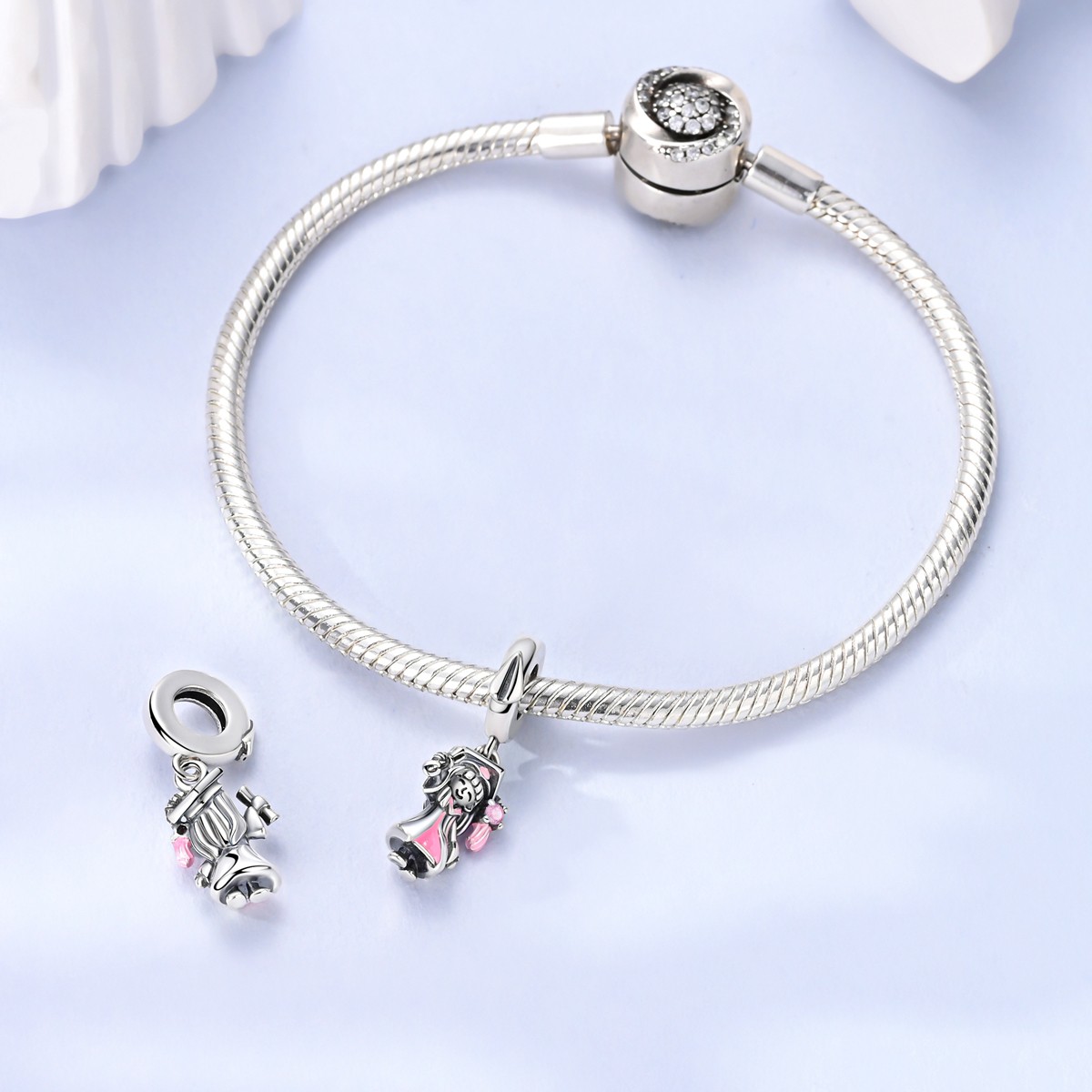 MULA 925 Sterling Silver DIY Charm CZ Graduation Girl Pendant for Women Bracelet