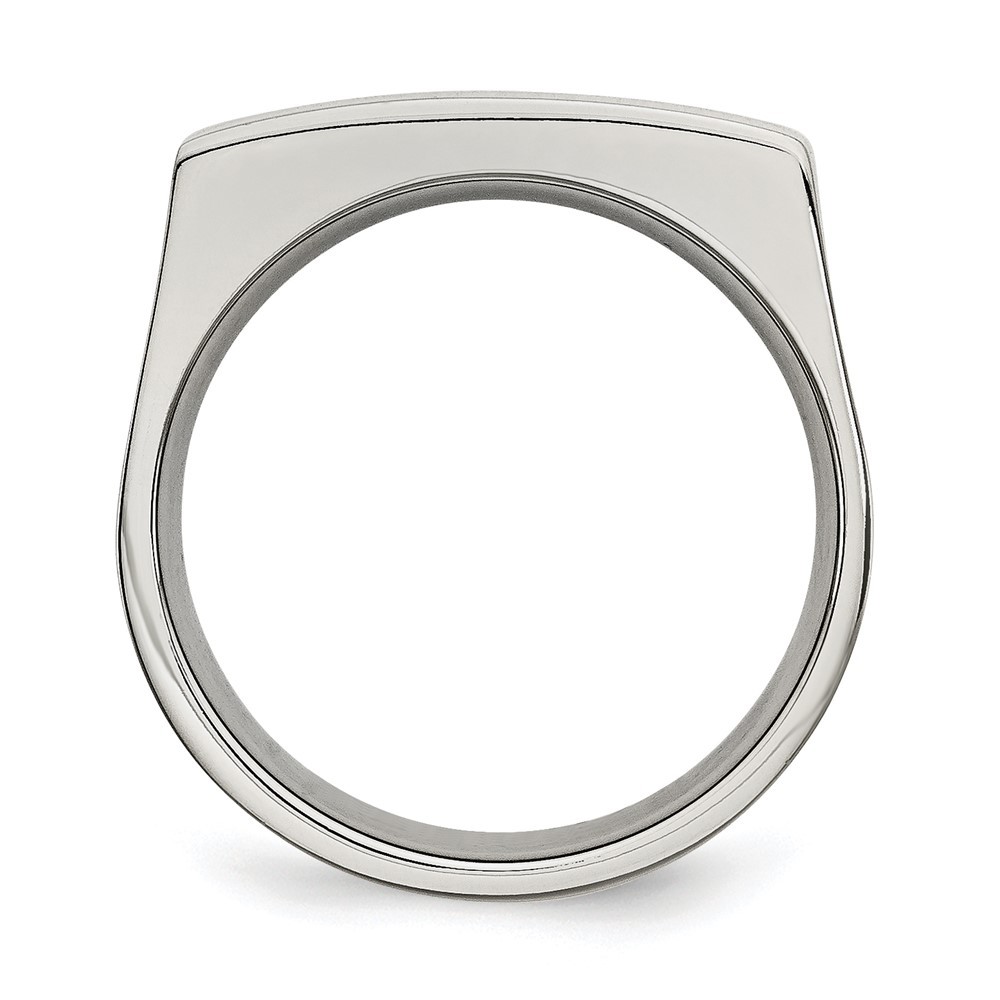 Stainless Steel Brushed and Polished Signet Ring Size 10 for Men’s
