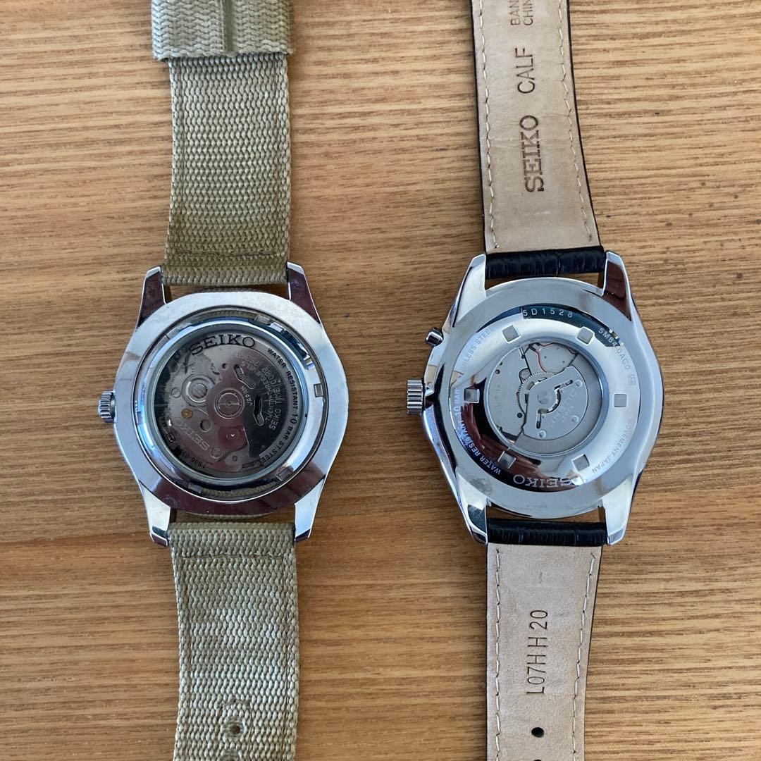 SEIKO 5 Sports 7S36-03J0 & SEIKO Kinetic 5M84-0AC0 Watch Set of 2 Running Japan