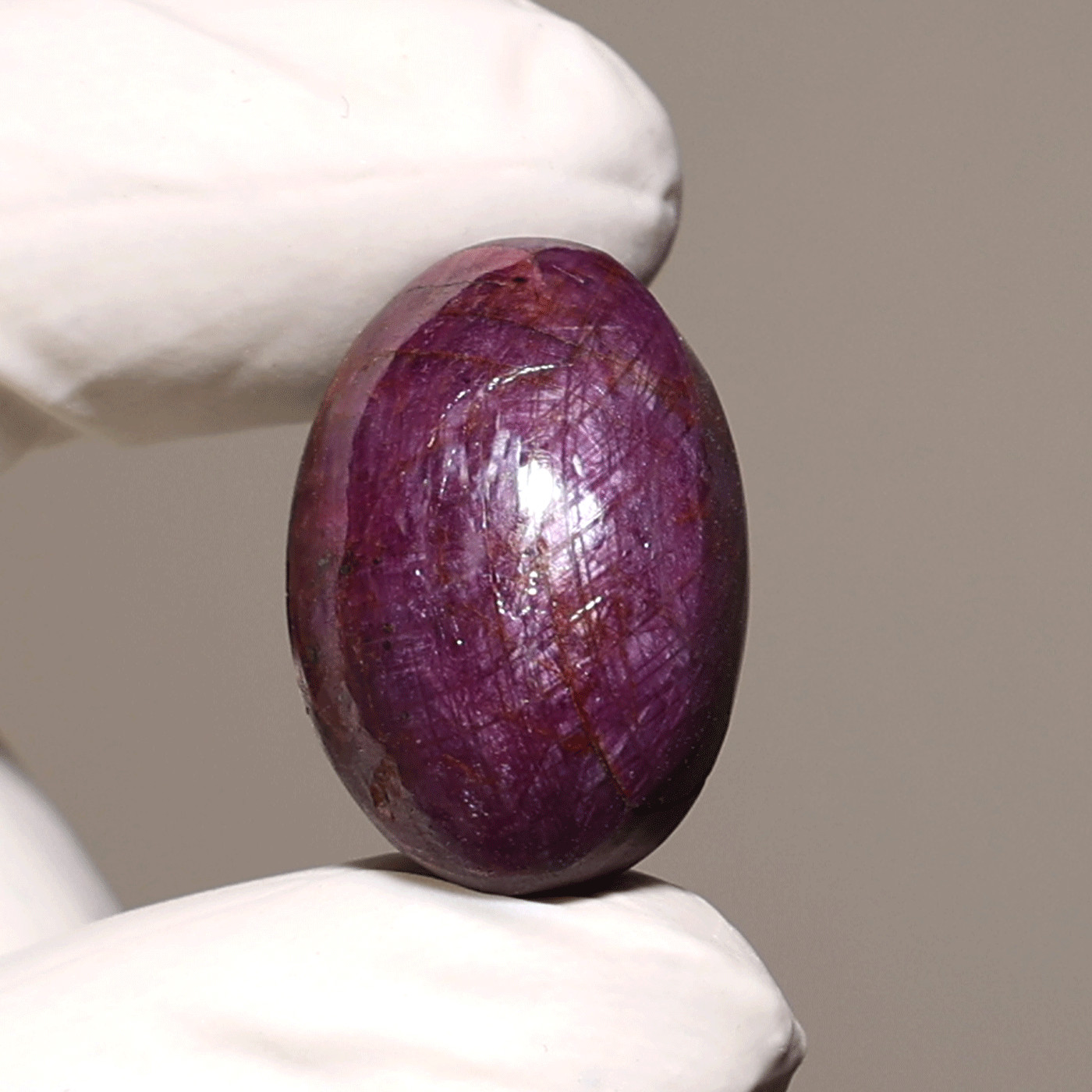 60 CT Red Star Ruby Cabochon — 24mmx16mm Subtle Asterism Hi-Grade Oval Gemstone