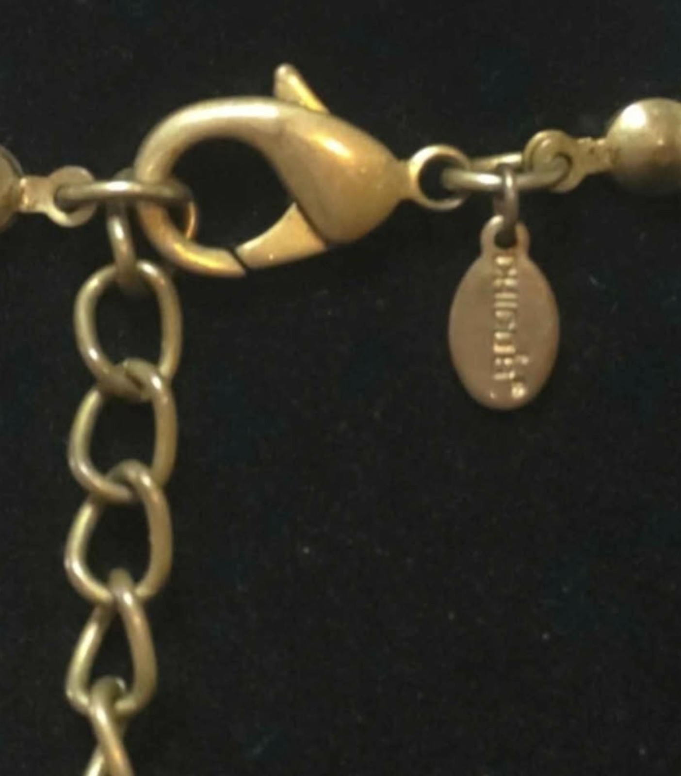 Chico’s Oversized Faux Pearl & Hammered Gold Charm Statement Necklace