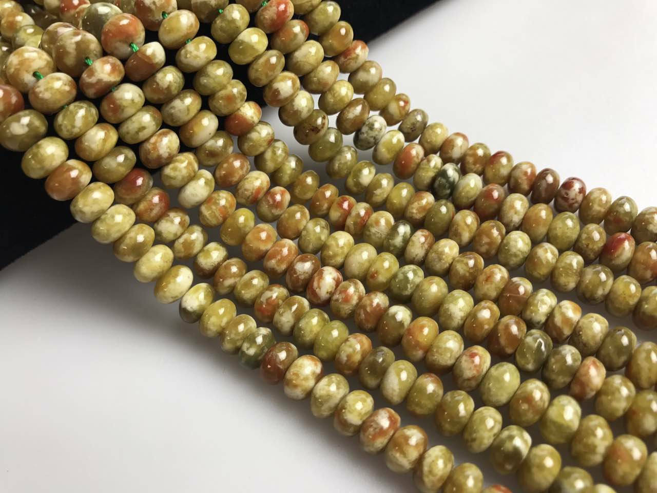 Blood Serpentine Jade Smooth Rondelle Beads 4mm 6mm 8mm 10mm 15.5″ Strd