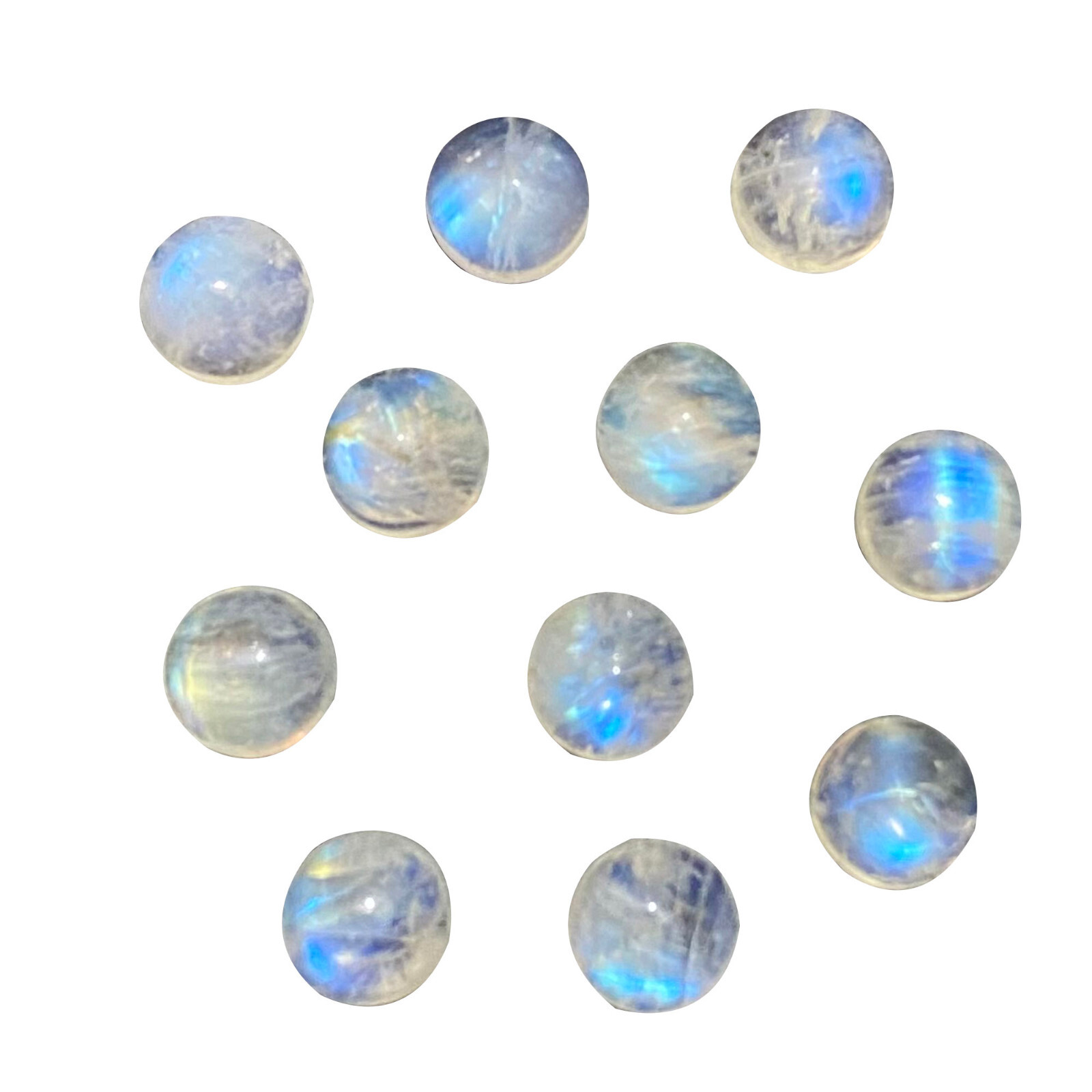 Natural Rainbow Moonstone Round 3 mm to 14 mm Cabochon Loose Gemstone Lot