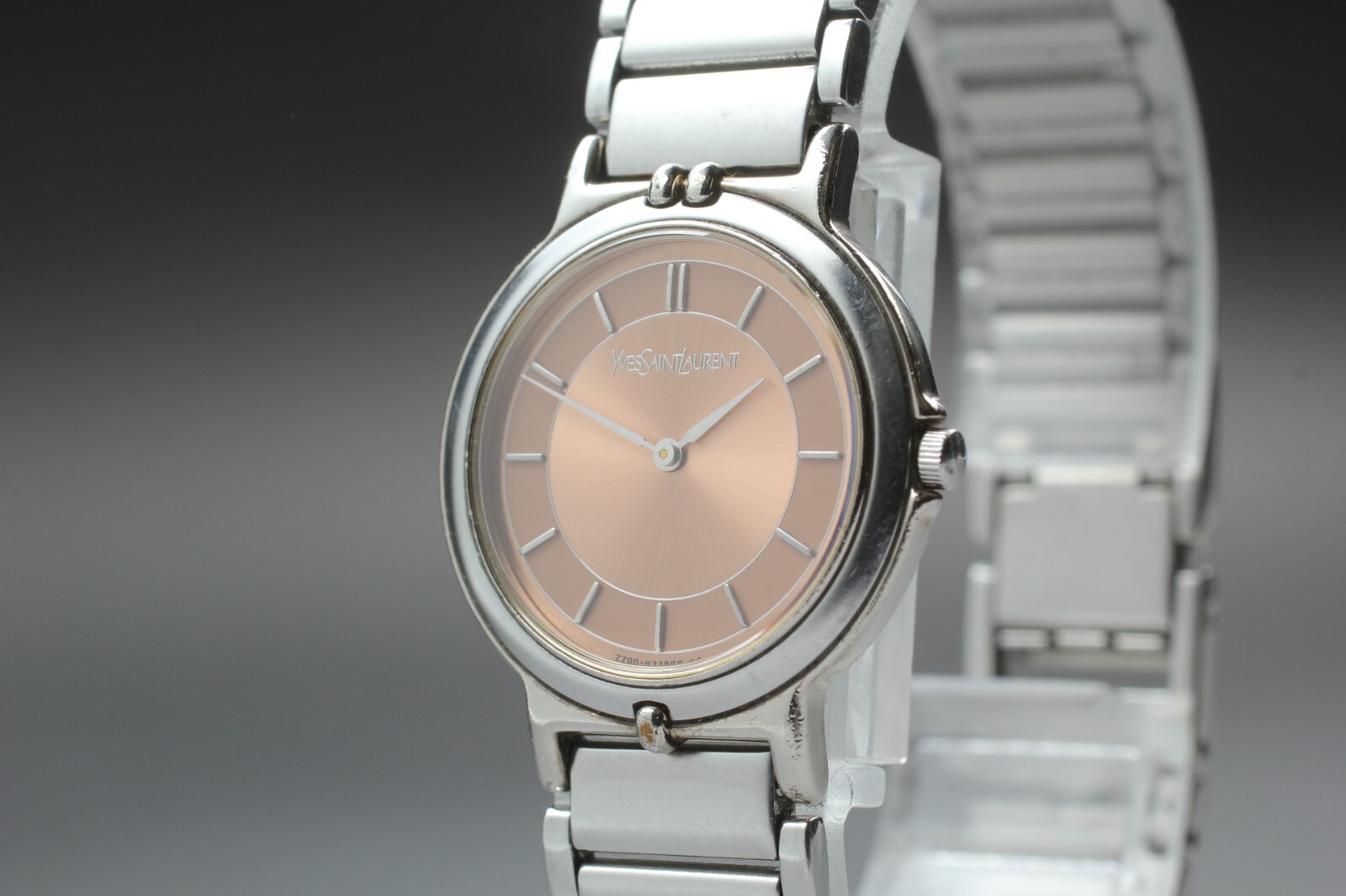 Rare! YVES SAINT LAURENT 2200-H19977 Orange Women 24mm Quartz Watch From JAPAN