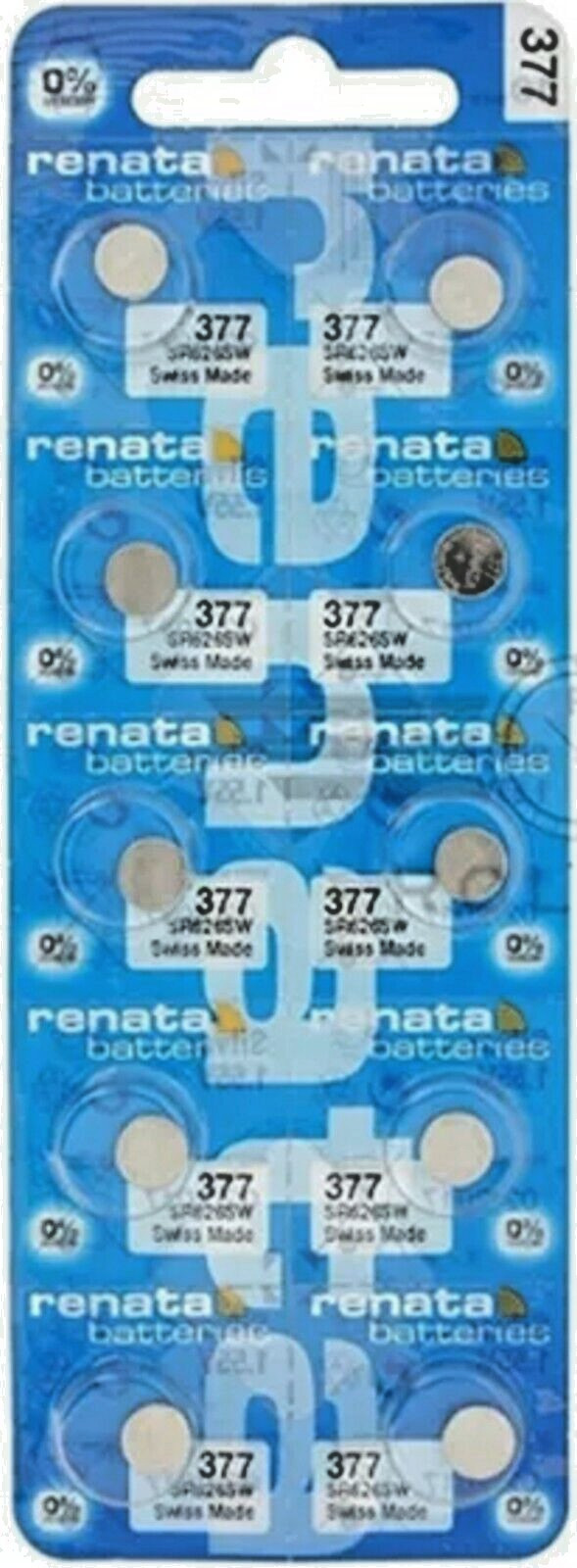 Thirty (30) Renata 377 SR626SW 1.55V Silver Oxide – With Tracking-Exp. 03/26