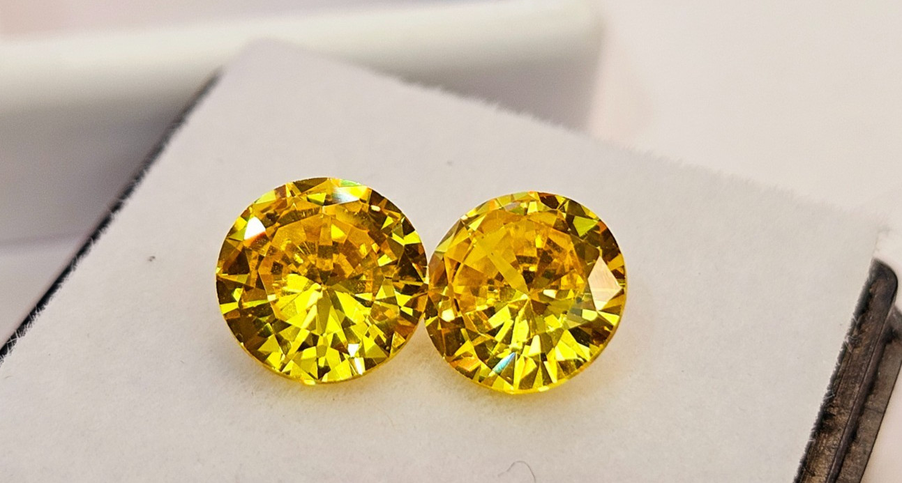 Yellow Zircon Round Cut 3+ Ct Pair For Earring Making Loose Gemstone