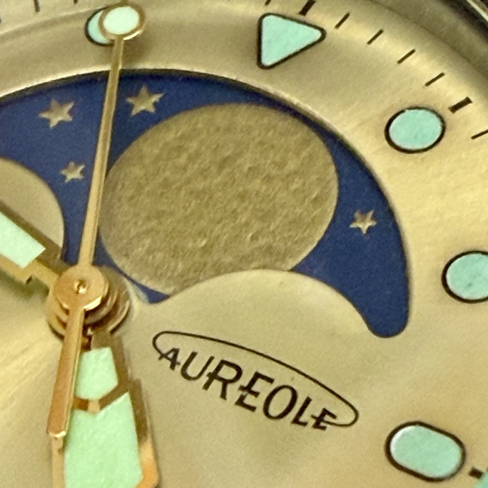 Vintage AUREOLE Moon Phase Quartz SW-224 Men’s 39mm Diver Watch Compass Bezel