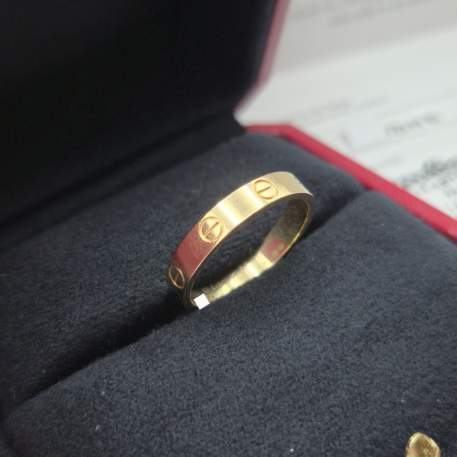 Cartier Love Ring Small Model Size 57 Yellow Gold Au 750 W/ Receipt Certificate