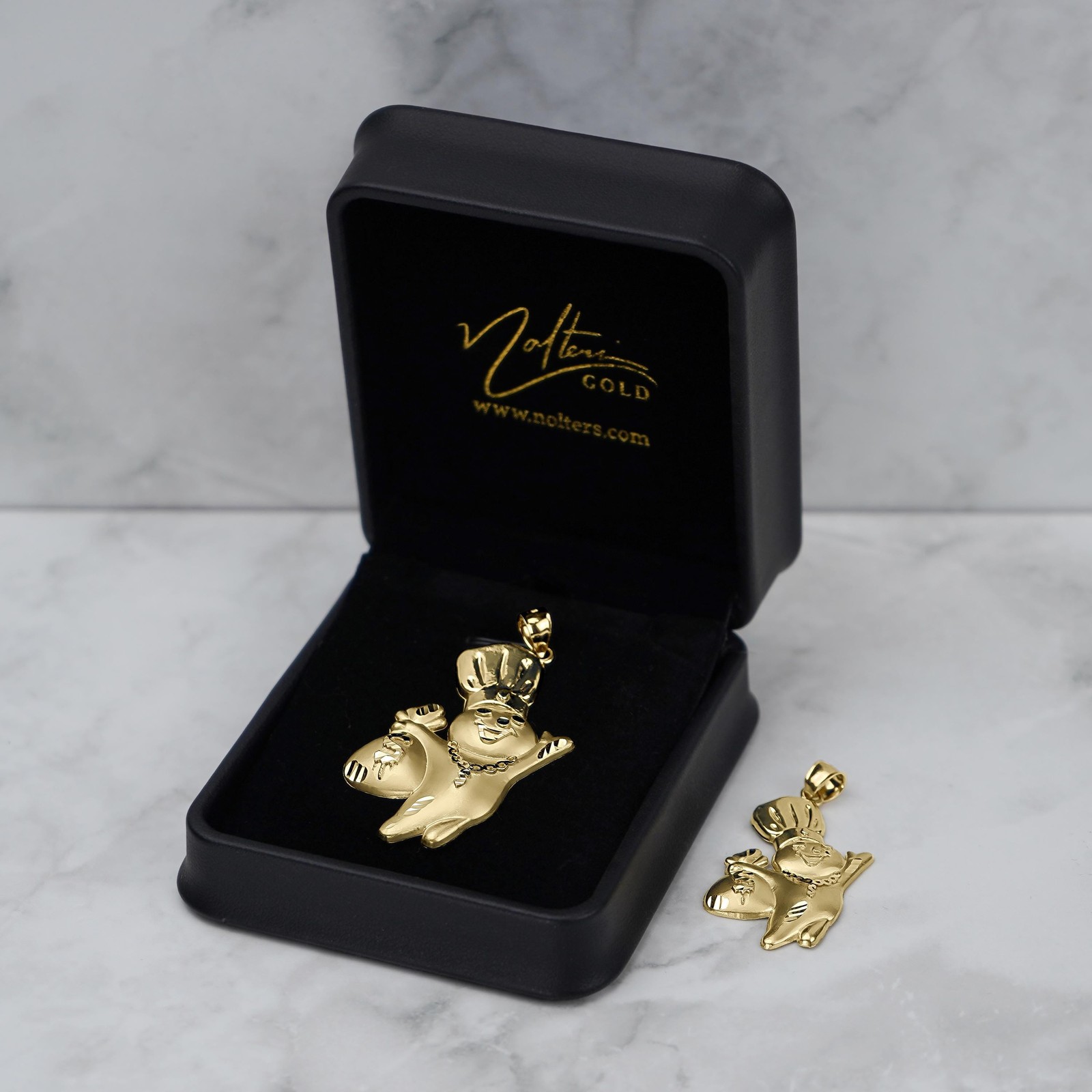 10k Gold Satin Pillsbury Doughboy DC Pendant Necklace