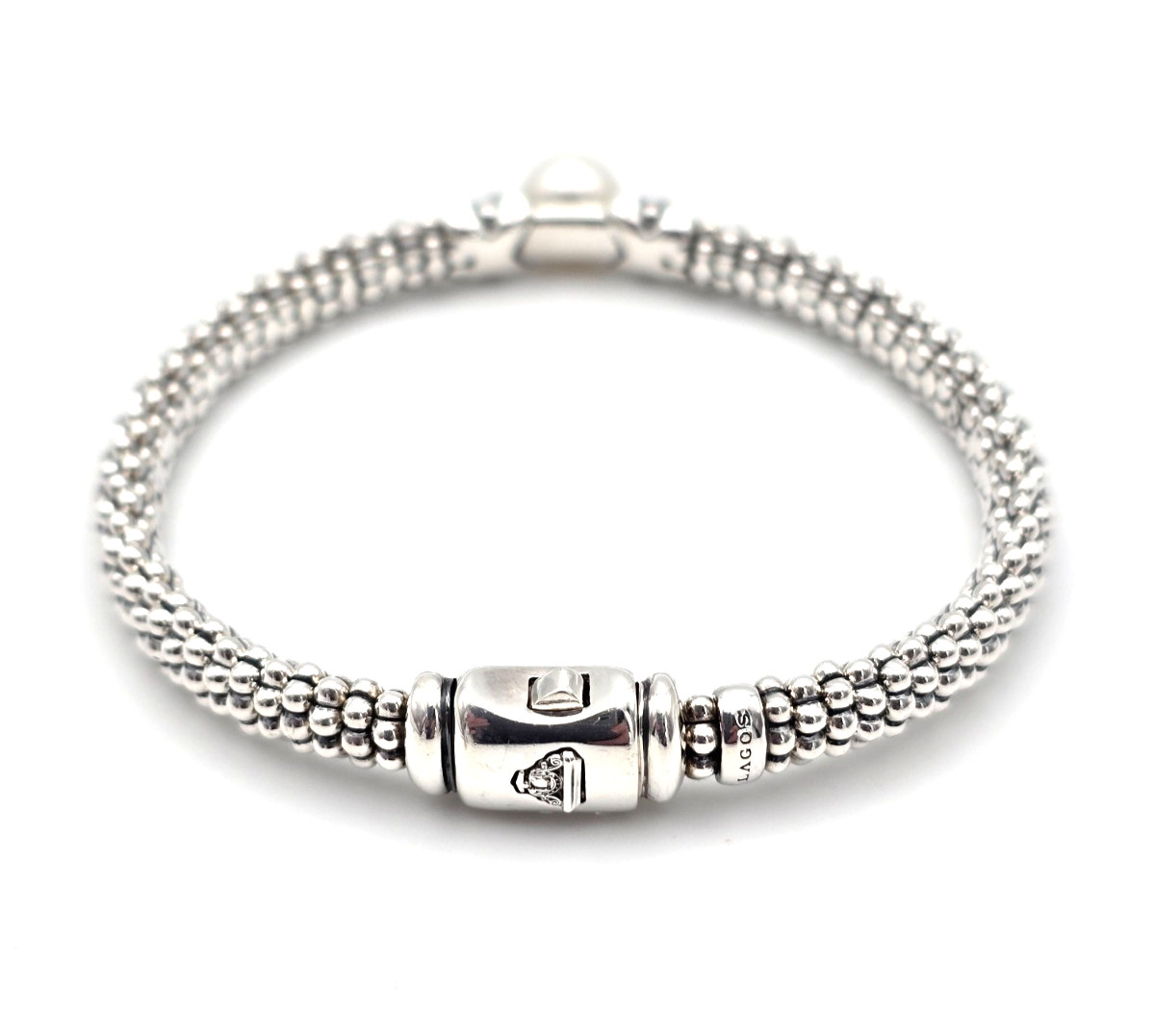 LAGOS Luna Collection Sterling Silver X Pearl Caviar 6mm Bracelet Size Small