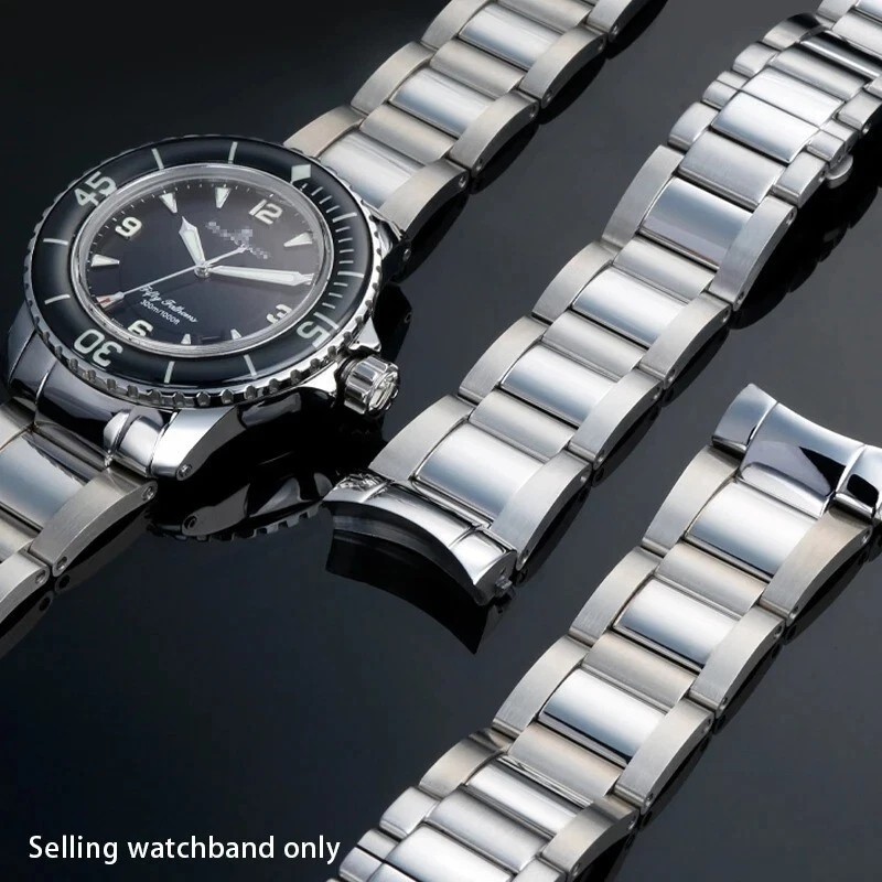 23mm Steel Butterfly Buckle Strap For Blancpain 5000 5015 Series Watchband Tool
