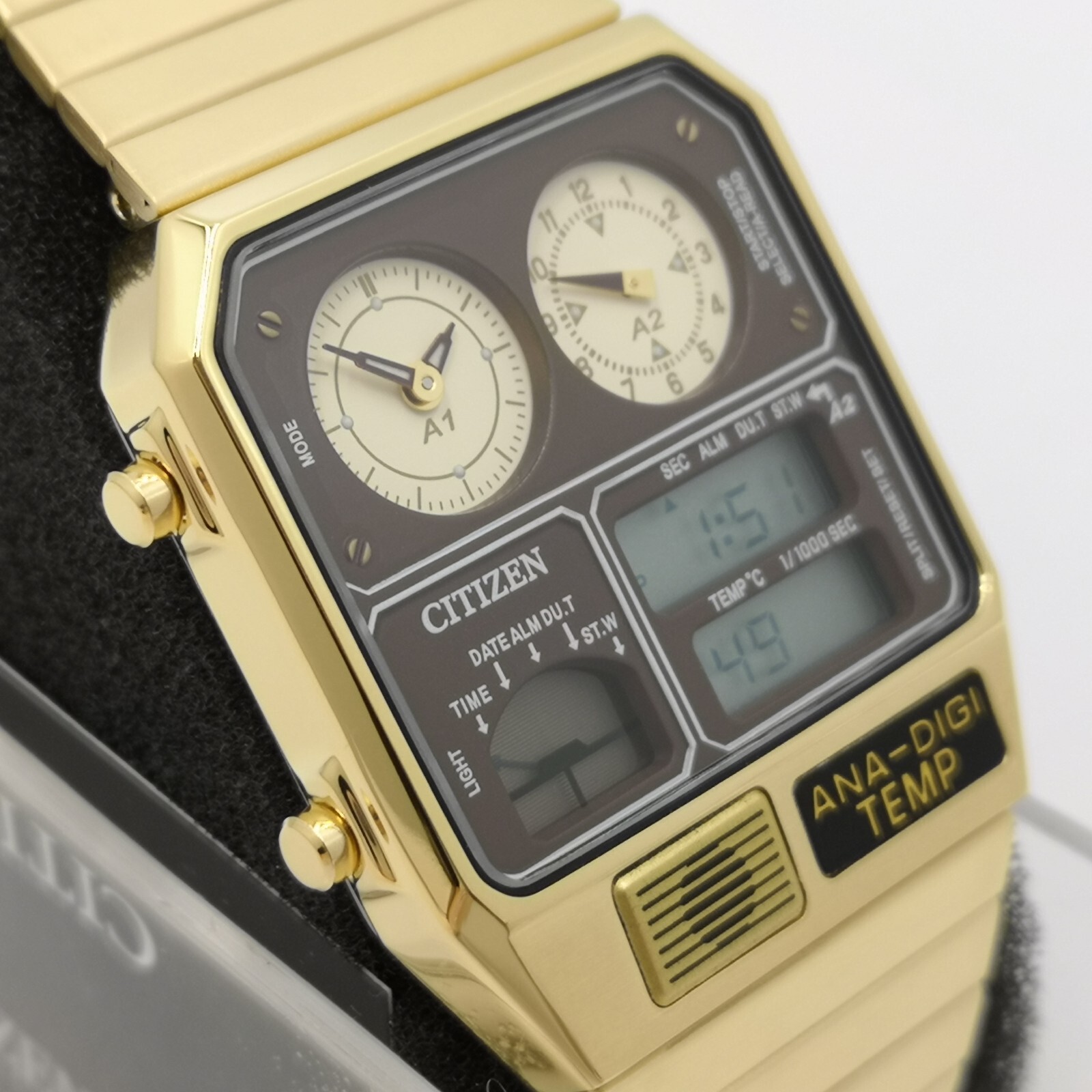 CITIZEN ANA-DIGI TEMP JG2103-72X Brown Gold Reproduction Men’s Watch New in Box