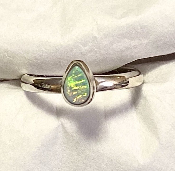 Amazing Natural Australian Opal Ring 925 Sterling Silver Size 8🌹
