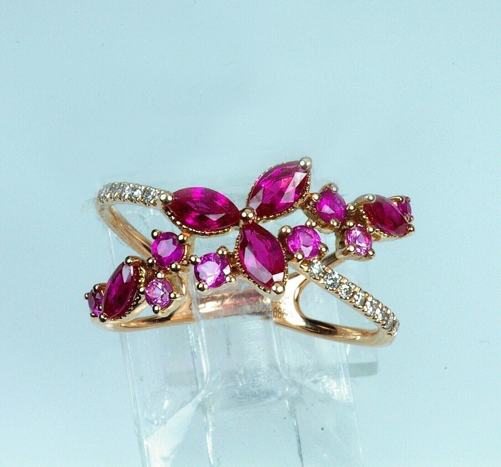 Marquise Cut Simulated Pink Ruby 14K Rose Gold Plated Gorgeous Wedding Band Ring