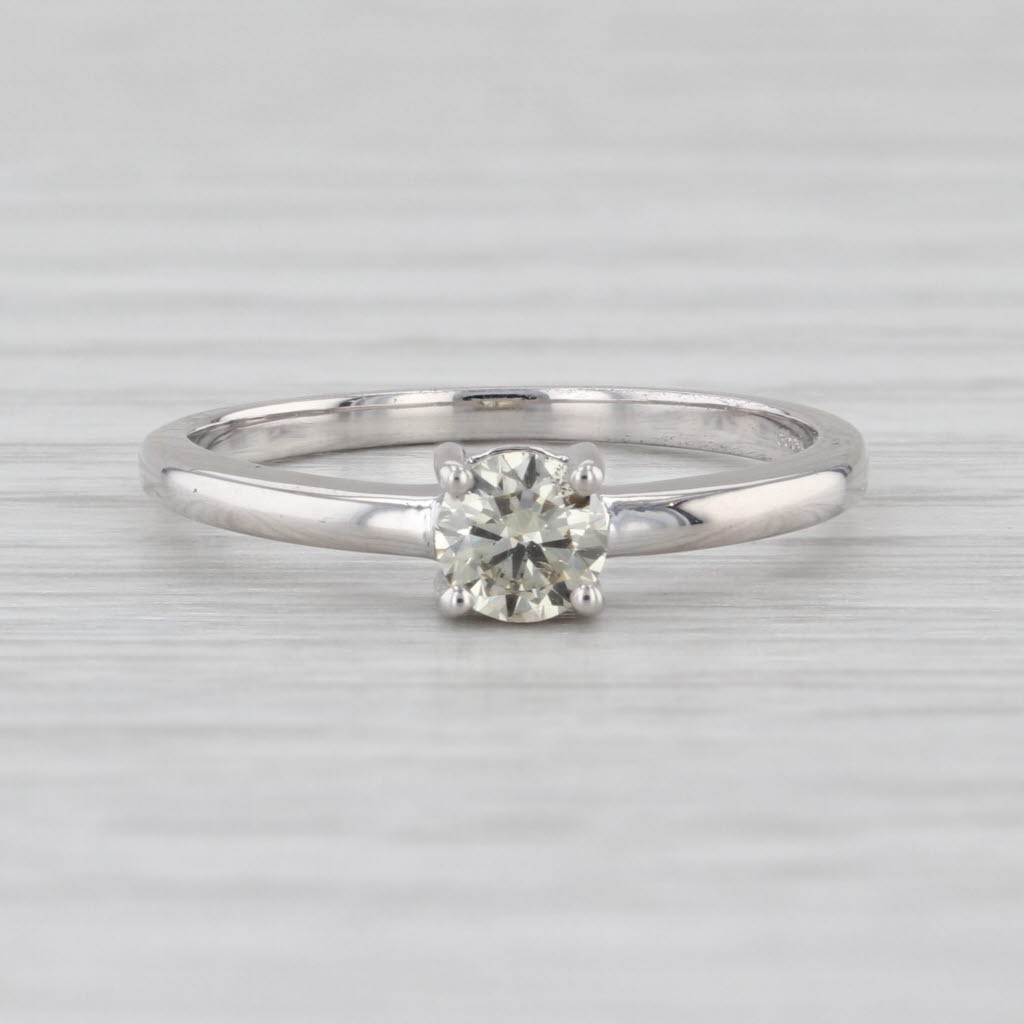 0.34ct Round Diamond Solitaire Engagement Ring 18k White Gold Size 7.25 British