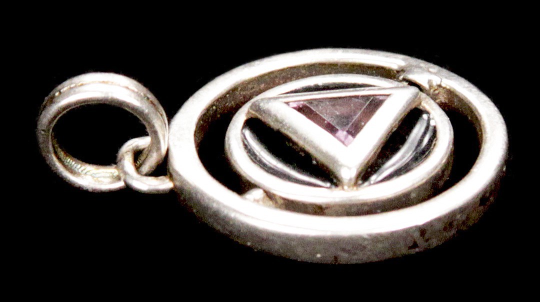 Vintage PSCL Peter Stone 925 Sterling Silver Amethyst Spinner Pendant Charm AA