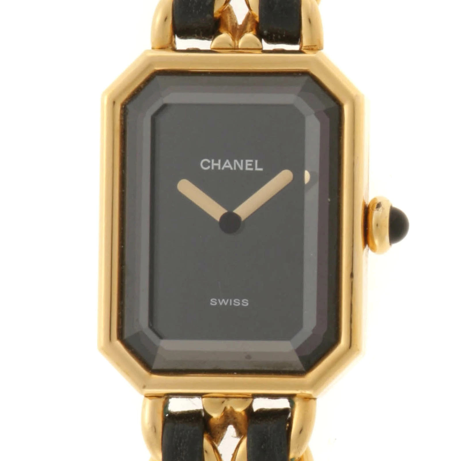 Chanel Première M H0001 Leather / Stainless Steel 20mm Black Dial Quartz #DW2715
