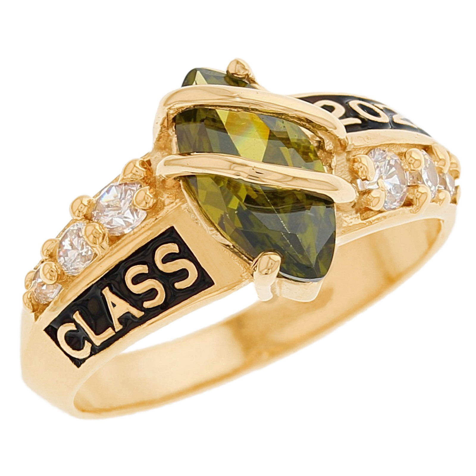 10k or 14k Yellow Gold Simulated Peridot August Birthstone 2026 Class Ring