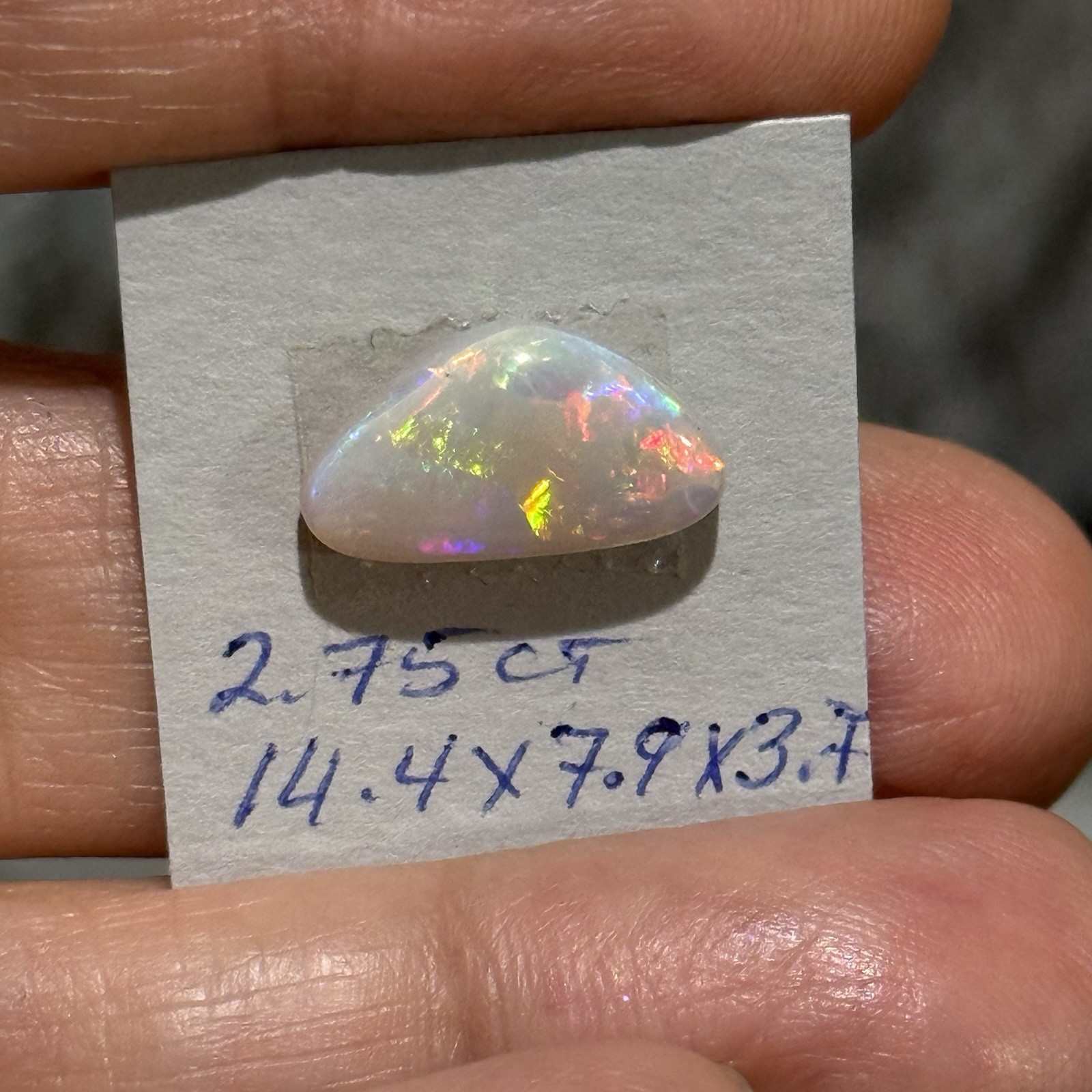2.75ct 14.4×7.9×3.7mm Lightning Ridge Australian Crystal Opal Cabochon Gem