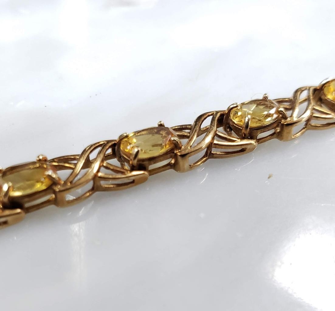 Yellow Stone / 10K Solid Yellow Gold Tennis Link Bracelet ~ 8.8grams ~ CS-2027