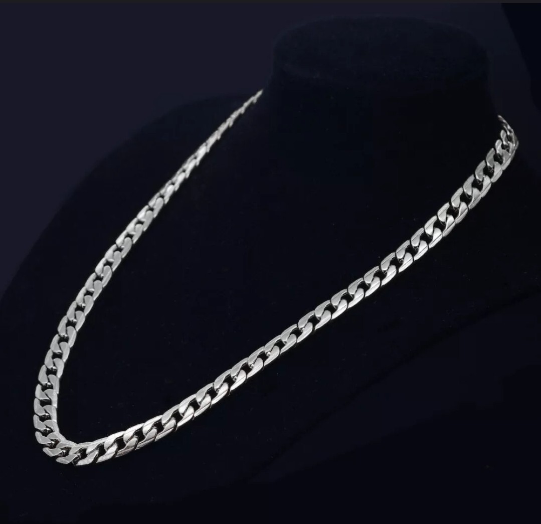 6mm Curb Link Chain Silver or Gold Stainless Steel 26″ 17-4