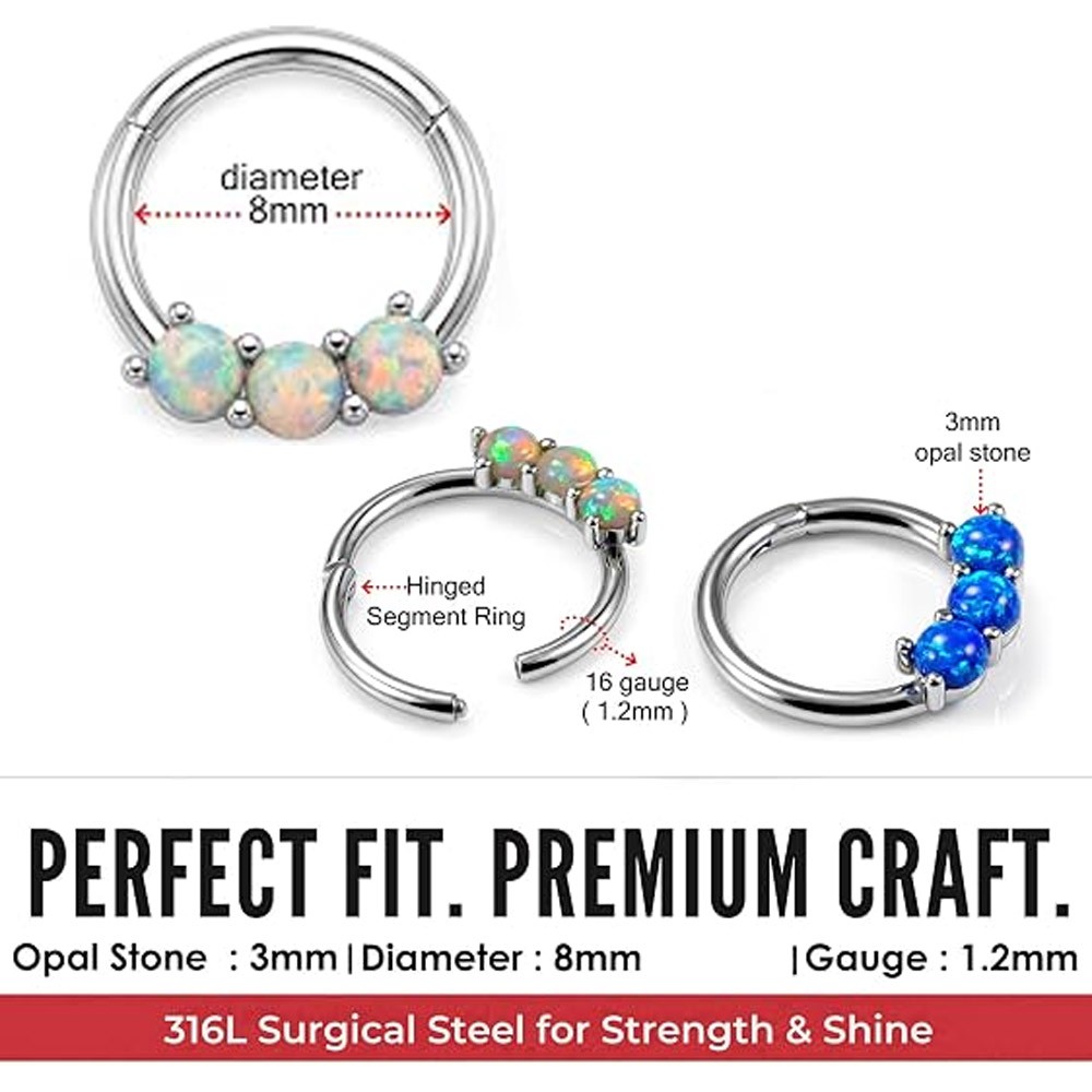 16G Surgical Steel Septum Ring Nose Rings Hinged Hoop Earring Septum Clicker 1PC