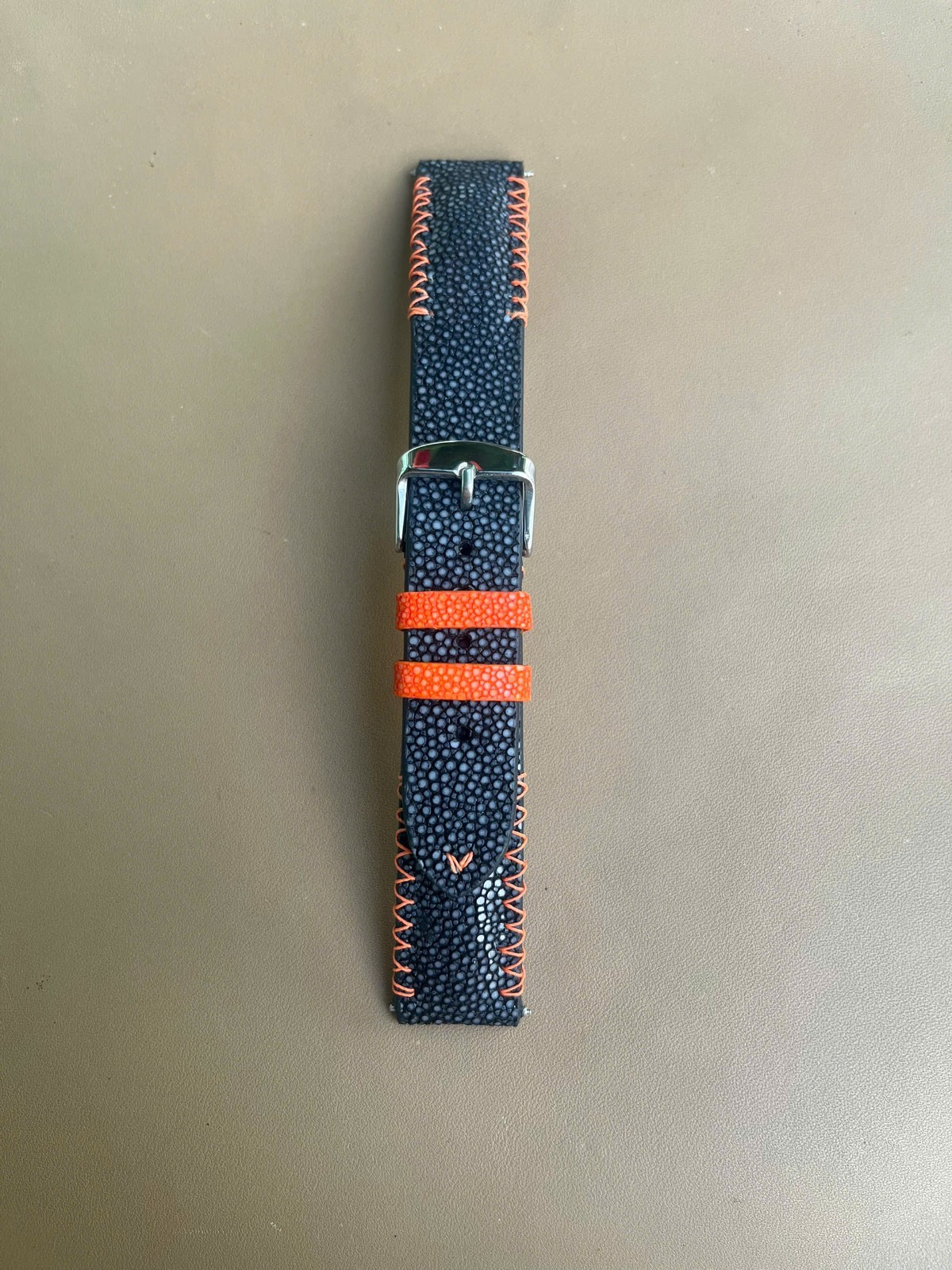 Black Stingray Leather Watch Strap Band 16 17 18 19mm 20mm 21mm 22mm 24mm 26mm
