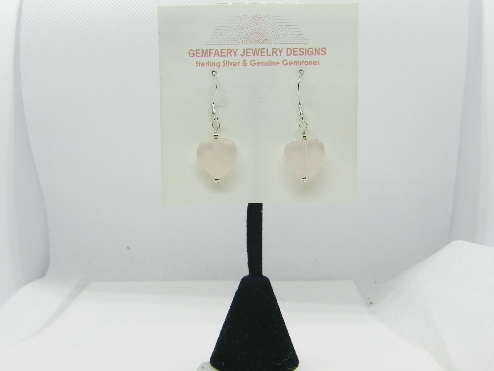 Sterling Silver Carved Natural ROSE QUARTZ Heart Earrings #8324…Handmade USA