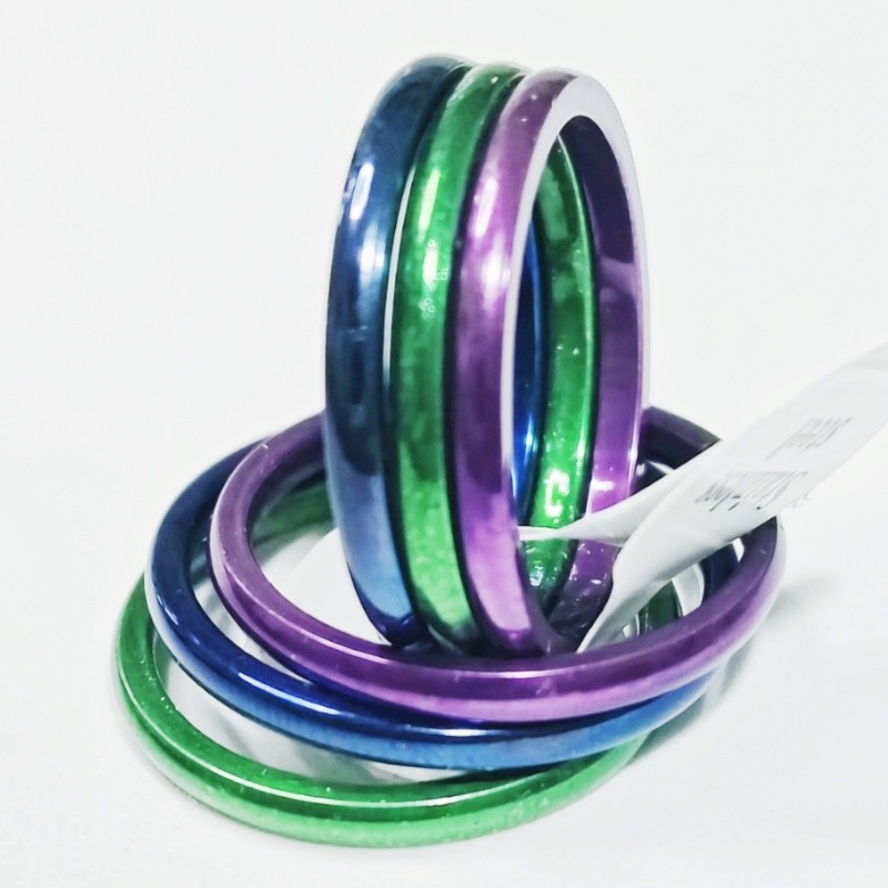 36Pcs 2mm Stainless Steel Stackable Rings Green Blue Purple Glossy Women Jewelry