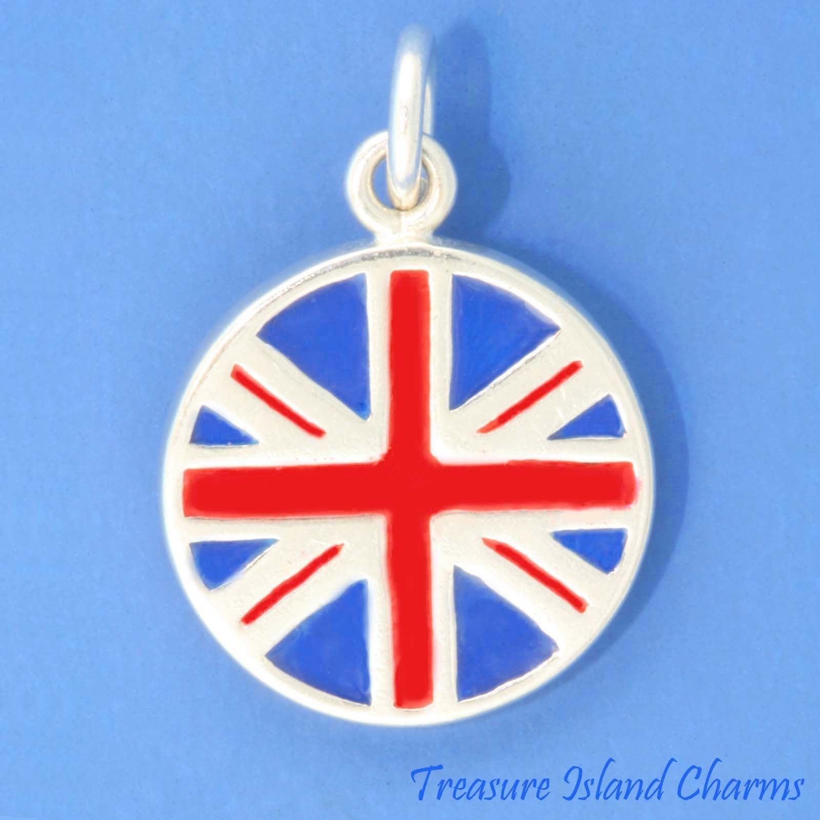 United Kingdom UK British Enamel Flag 925 Sterling Silver Charm The Union Jack