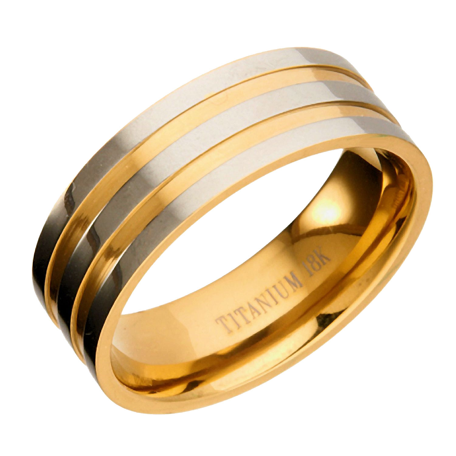 5mm or 7mm 18K Gold Plated Wedding Ring Grade 5 Titanium Band Comfort Fit Ring