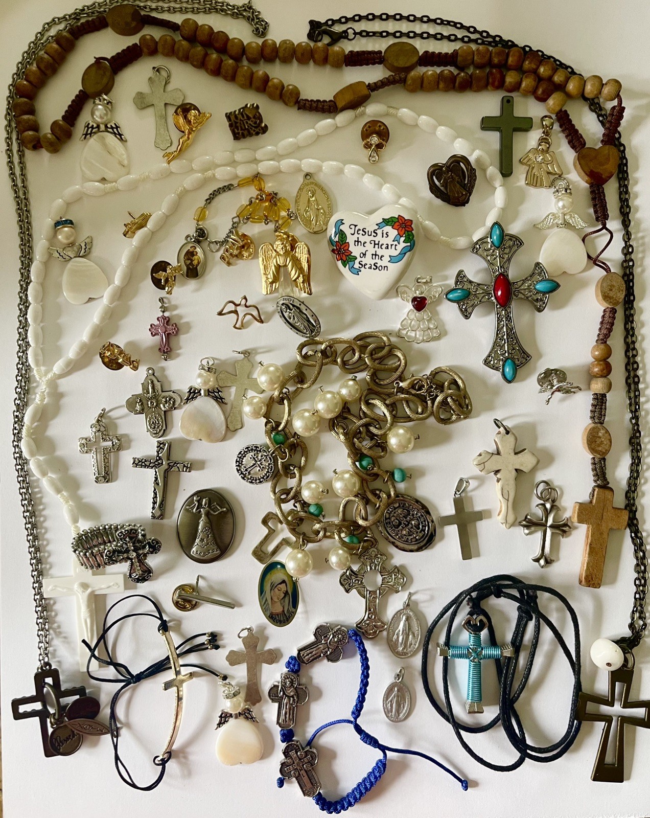 48 Religious Christian Catholic Cross Crucifix Necklace Bracelet Pendants Pins