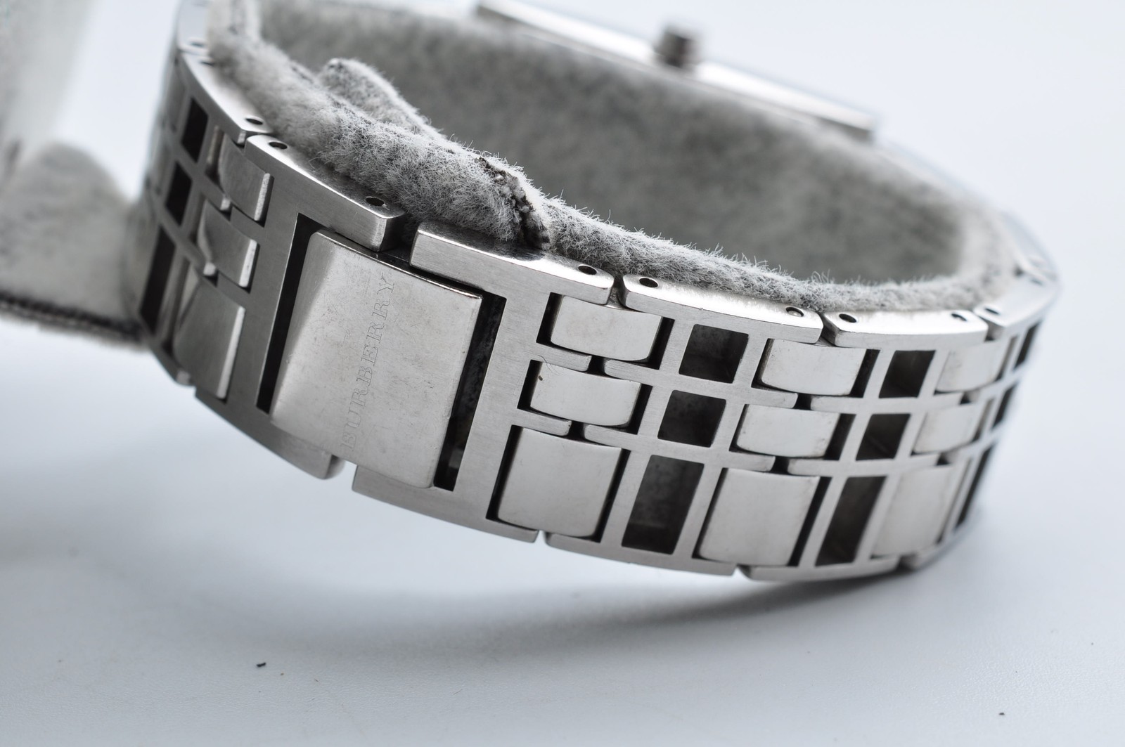 Burberry BU4601 Quartz Watch Square White Dial Silver Women Swiss Auth w-1389