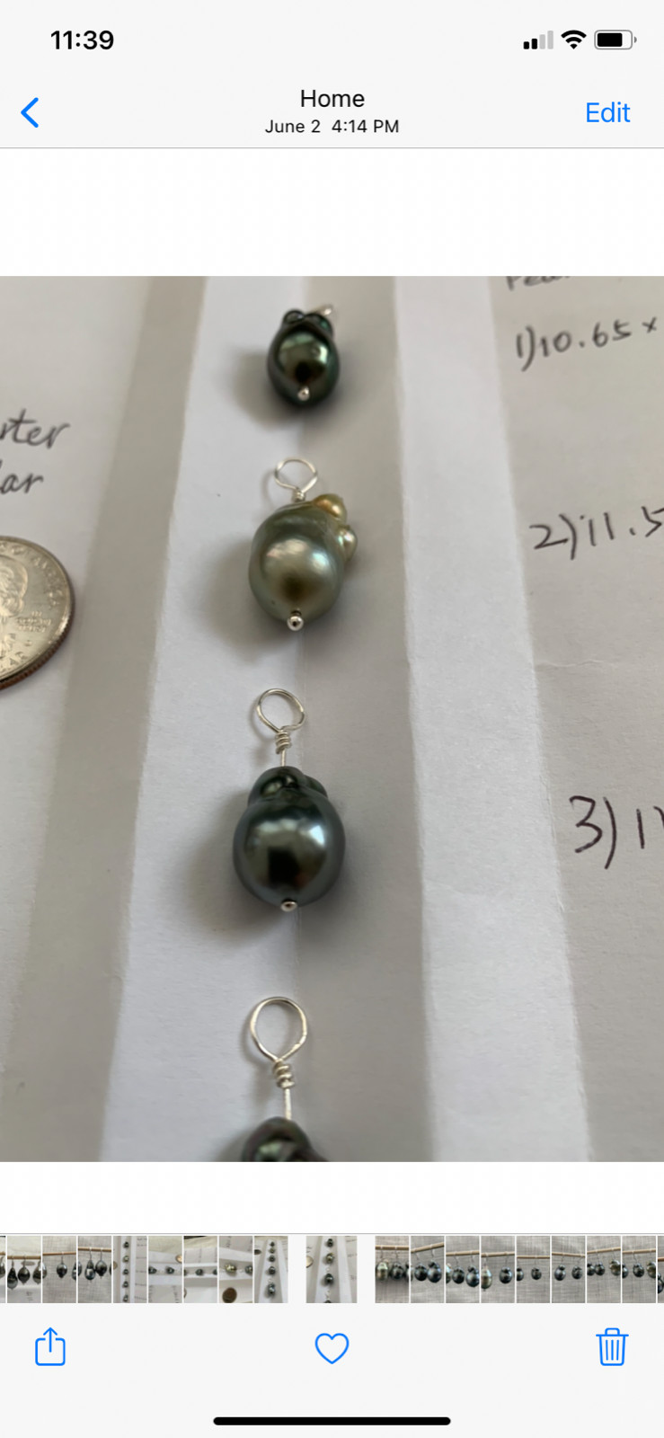 Glaring 11.38*15.4mm gray black baroque Tahitian Pearls Pendant sterling silver