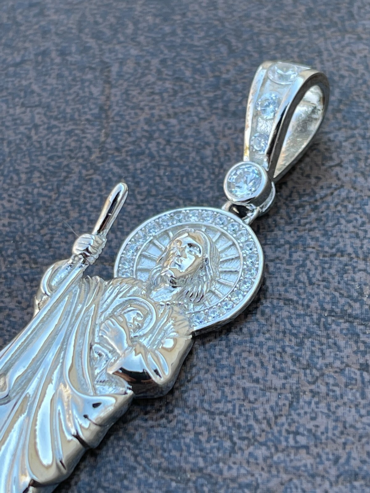 Men’s Real Solid 925 Sterling Silver/Gold Plated St Jude San Judas Tadeo Pendant
