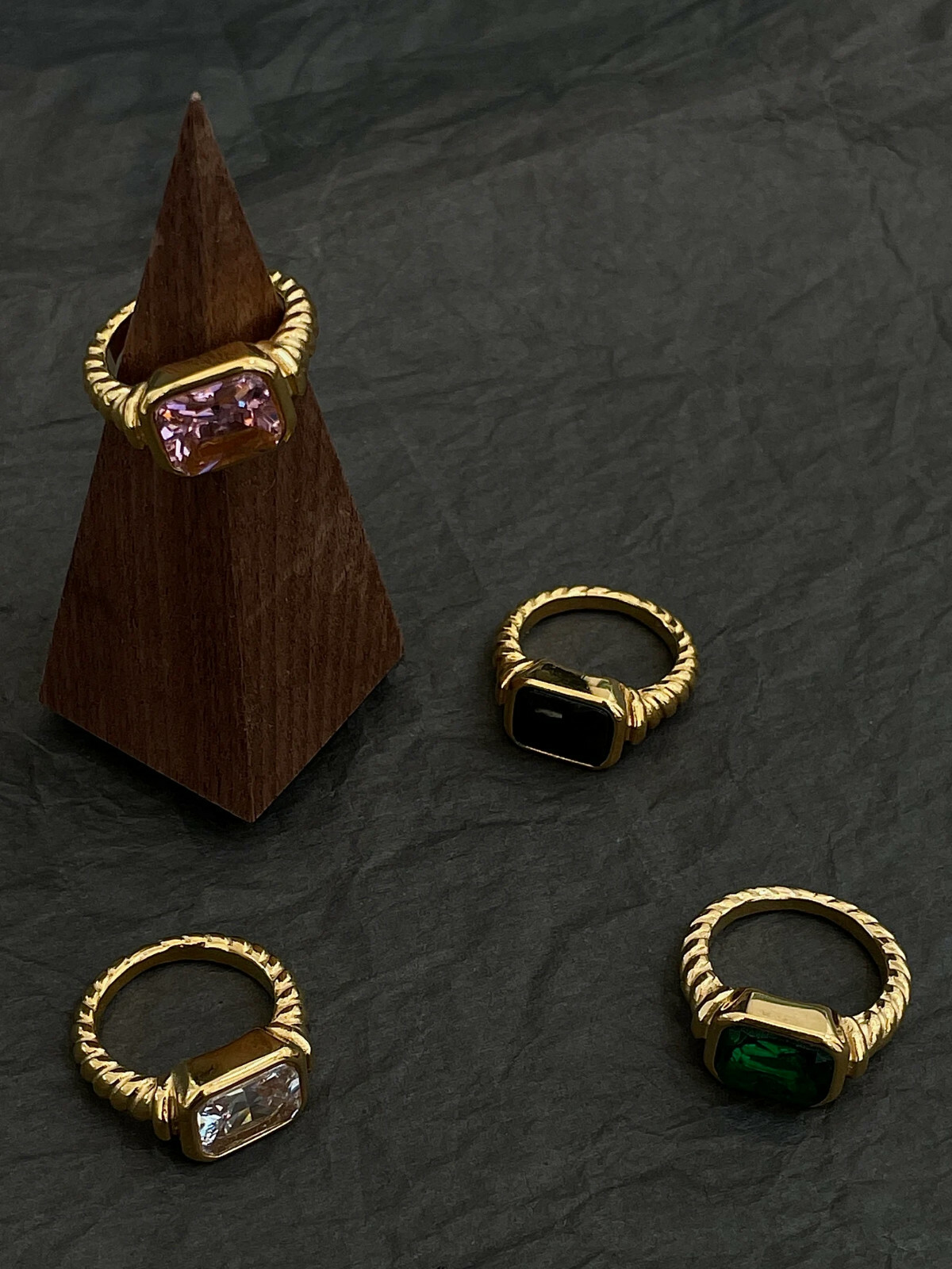 Women’s Gold Plated Ring Chunky Gold Gemstone Ring Colorful CZ Ring Gold Rings