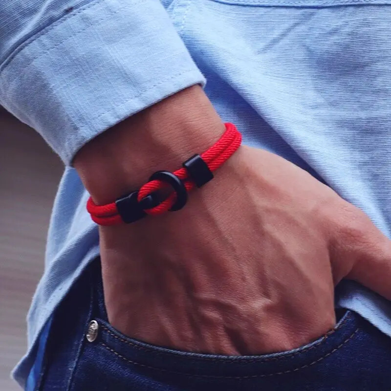 Fabric Rope Magnet Clasp Bracelet Men Outdoor Braided Milan Paracord Jewelry