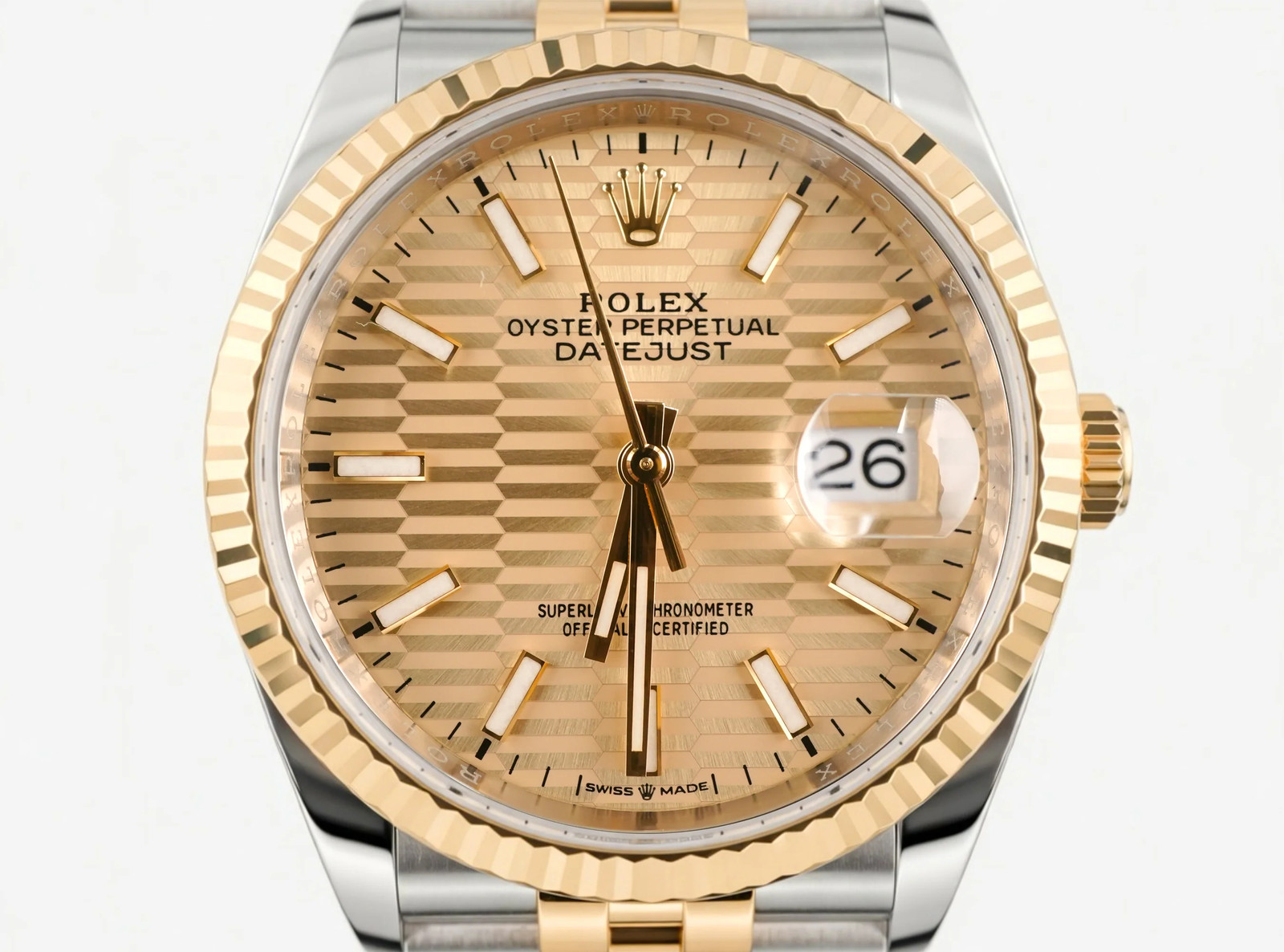 Rolex 126233 Datejust 36 mm Golden Fluted Motif Dial Jubilee Box & Papers 2023