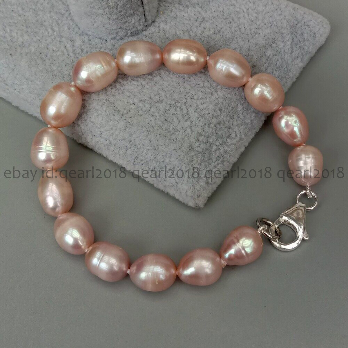 Natural White Black Gray Pink Purple Rice Cultured Pearl Beads Bracelet 7-8.5”